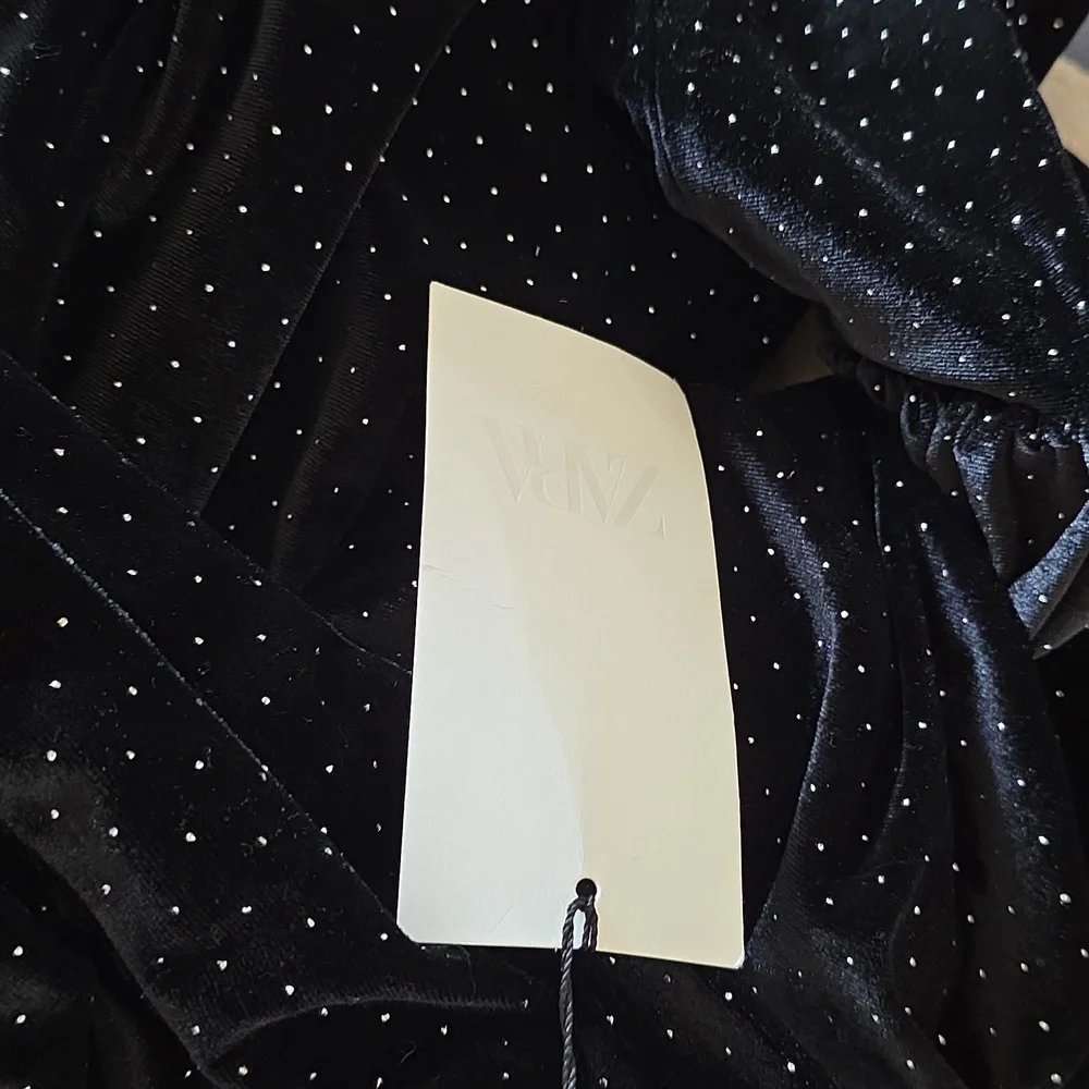 ZARA VELVET BALLOON PANTS Black SIZE XS